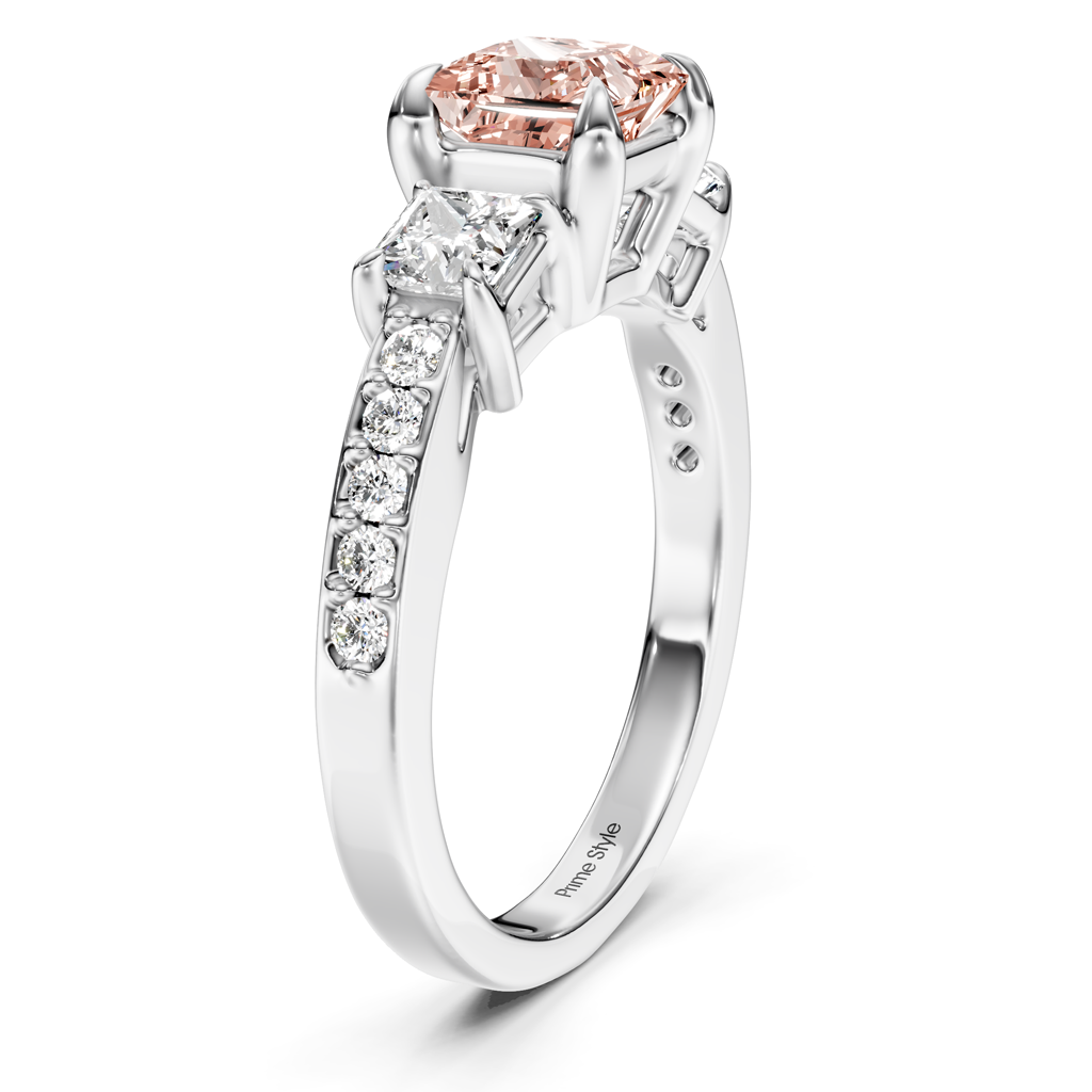 1.85-4.85 CT Princess & Round Cut Fancy Pink Diamonds - Engagement Ring