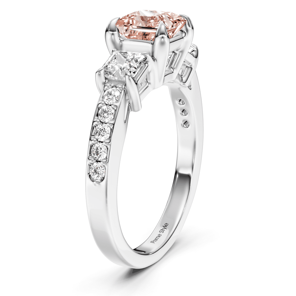 1.85 - 4.85 CT Princess & Round Cut Fancy Pink Diamonds - Engagement Ring - Primestyle.com