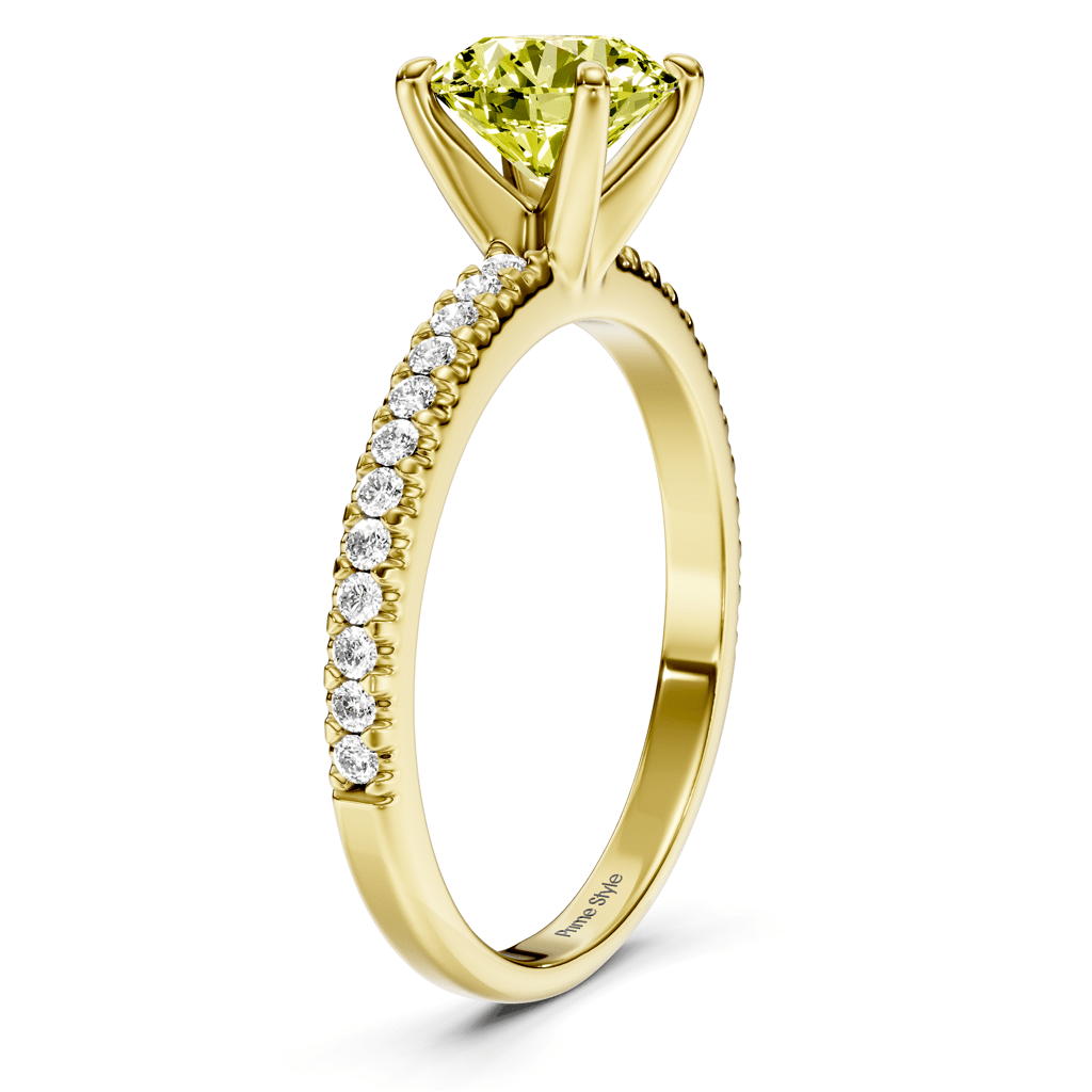 1.20 - 4.20 CT Round Cut Fancy Yellow Diamonds - Engagement Ring - Primestyle.com