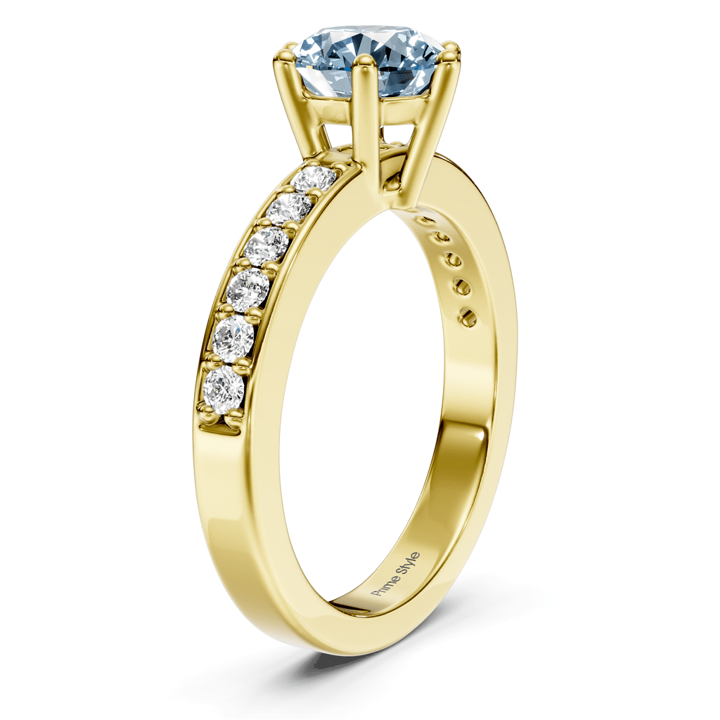 1.25 - 4.25 CT Round Cut Fancy Blue Diamonds - Engagement Ring - Primestyle.com