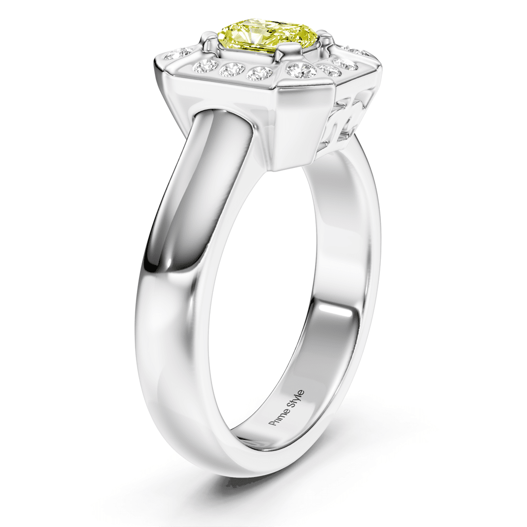 1.16 - 4.16 CT Radiant & Round Cut Fancy Yellow Diamonds - Engagement Ring - Primestyle.com