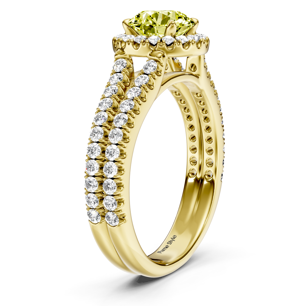 1.60-4.60 CT Round Cut Fancy Yellow Diamonds - Engagement Ring