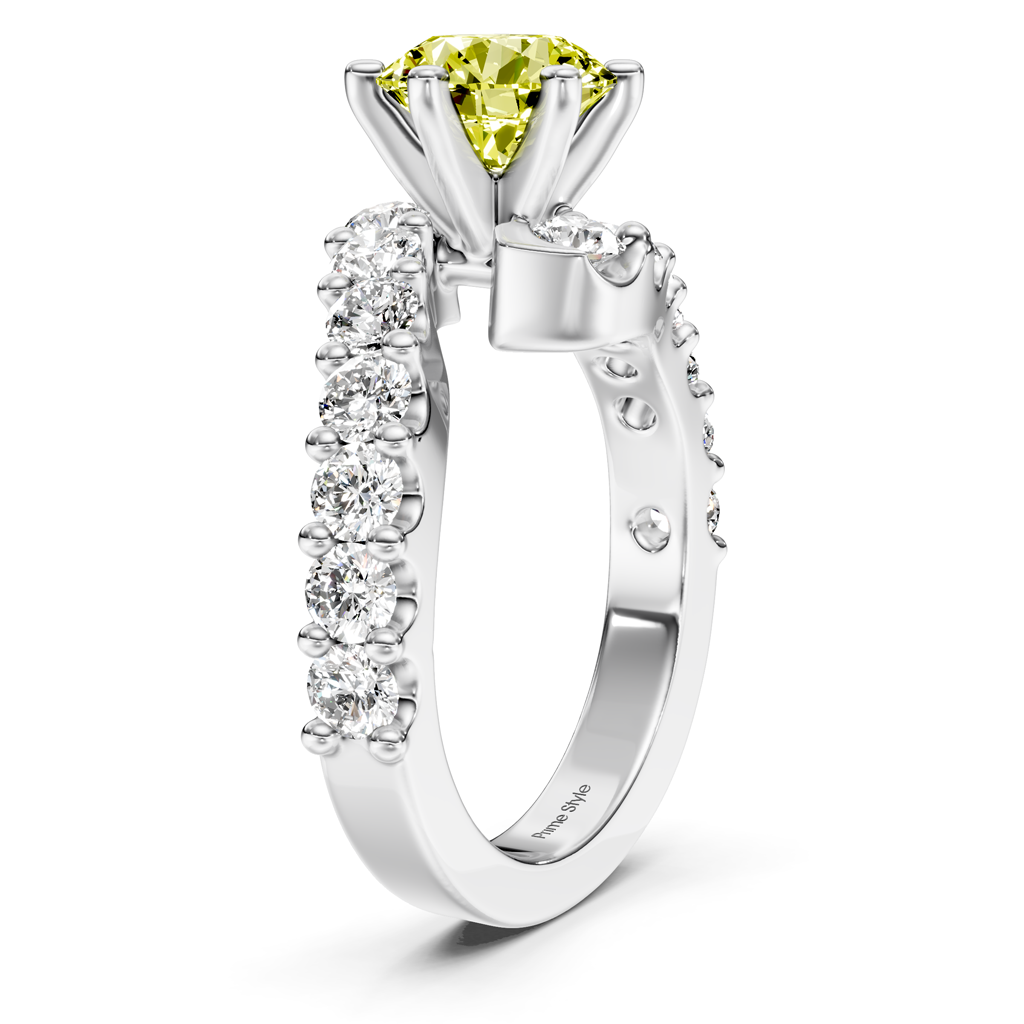 2.30-5.30 CT Emerald & Round Cut Fancy Yellow Diamonds - Engagement Ring