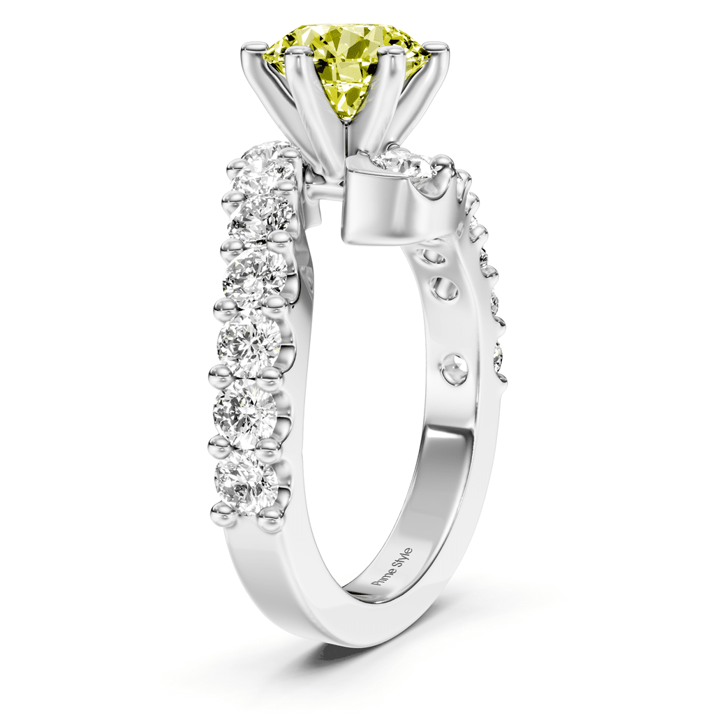 2.30 - 5.30 CT Emerald & Round Cut Fancy Yellow Diamonds - Engagement Ring - Primestyle.com