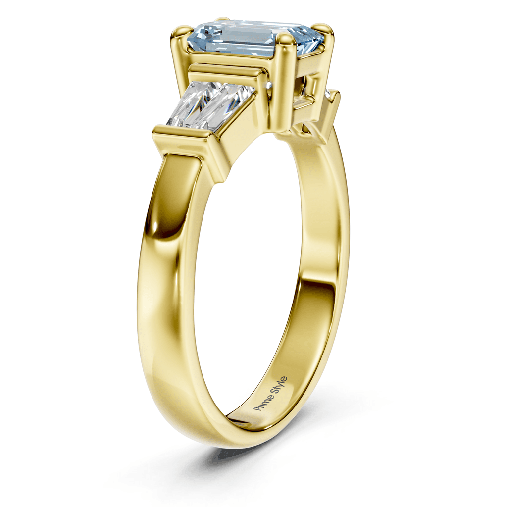 1.40 - 4.40 CT Emerald & Taper Cut Fancy Blue Diamonds - Engagement Ring - Primestyle.com