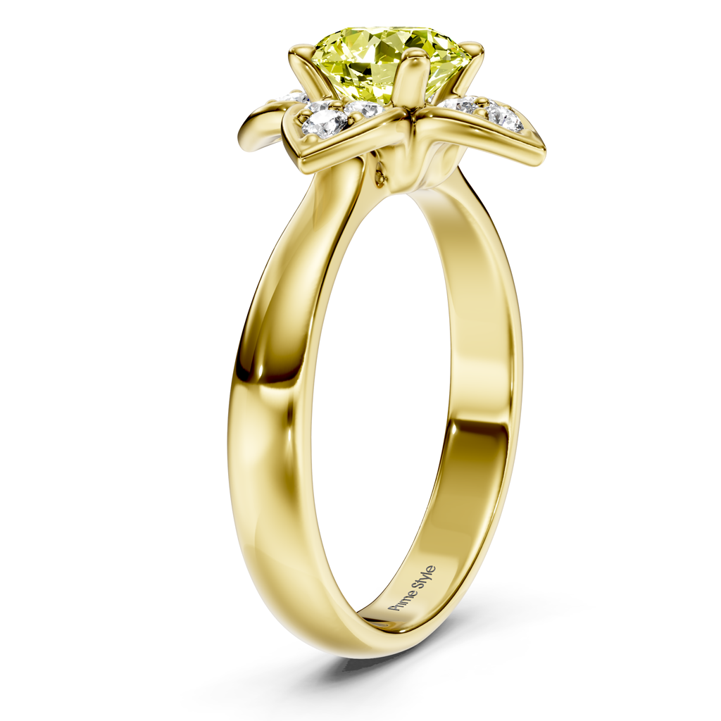1.20-4.20 CT Round Cut Fancy Yellow Diamonds - Engagement Ring