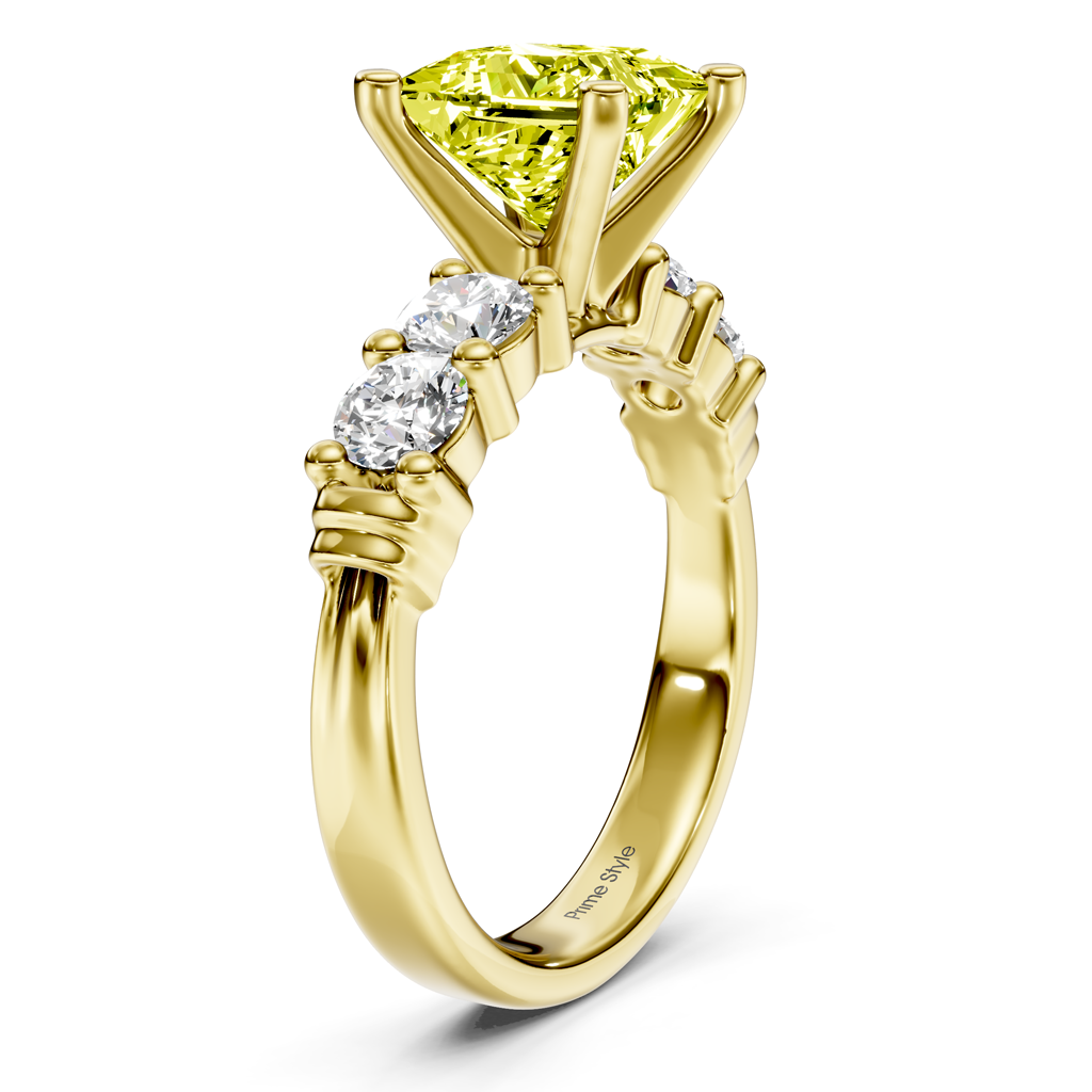 1.60-4.60 CT Round Cut Fancy Yellow Diamonds - Engagement Ring