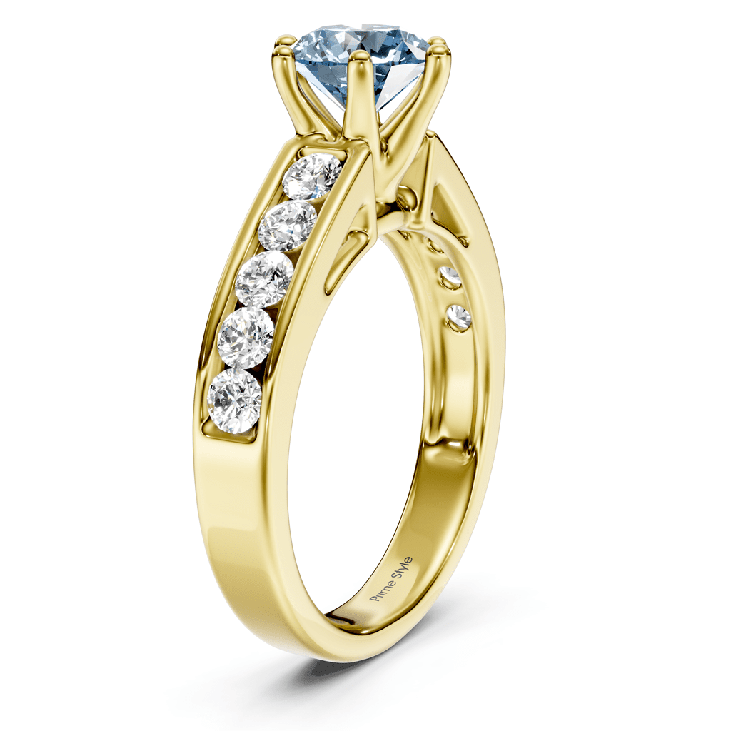 1.65 - 4.65 CT Round Cut Fancy Blue Diamonds - Engagement Ring - Primestyle.com