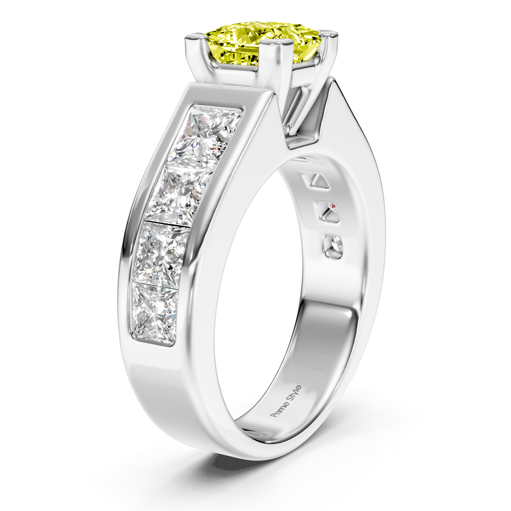 3.30-6.30 CT Princess Cut Fancy Yellow Diamonds - Engagement Ring