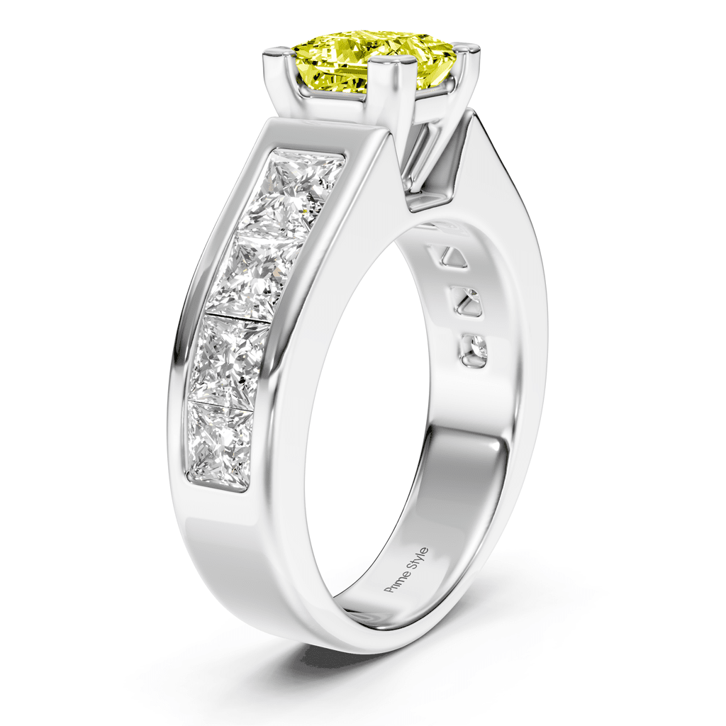3.30 - 6.30 CT Princess Cut Fancy Yellow Diamonds - Engagement Ring - Primestyle.com