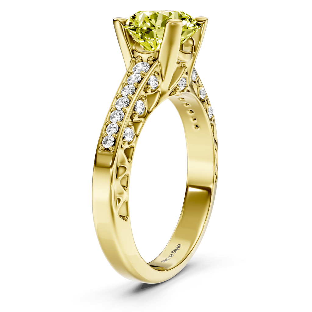 1.25 - 4.25 CT Round Cut Fancy Yellow Diamonds - Engagement Ring - Primestyle.com