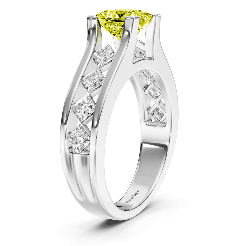 1.80 - 4.80 CT Princess Cut Fancy Yellow Diamonds - Engagement Ring - Primestyle.com