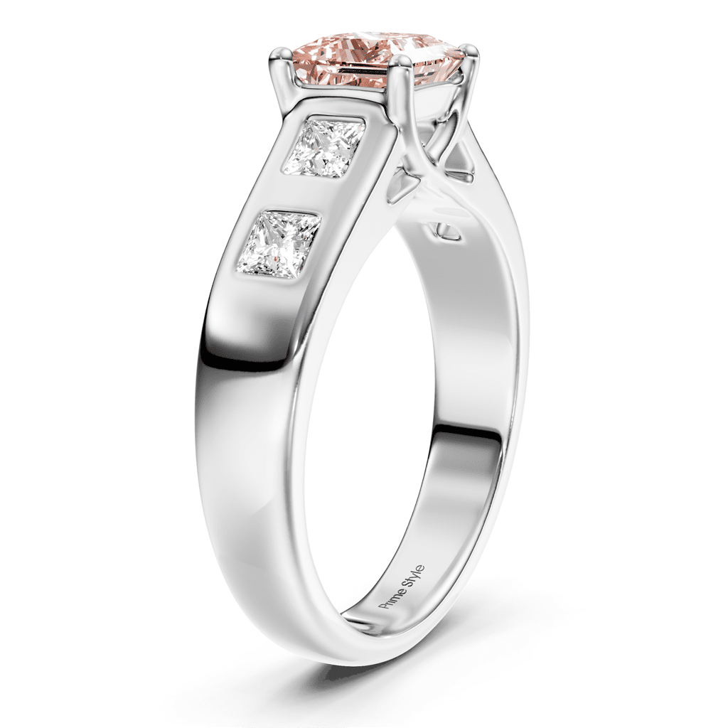 1.50 - 4.50 CT Princess Cut Fancy Pink Diamonds - Engagement Ring - Primestyle.com