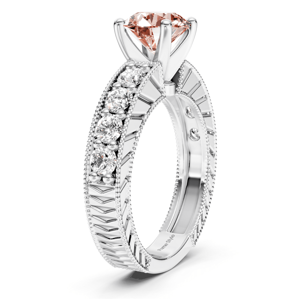 1.85 - 4.85 CT Princess & Round Cut Fancy Pink Diamonds - Engagement Ring - Primestyle.com