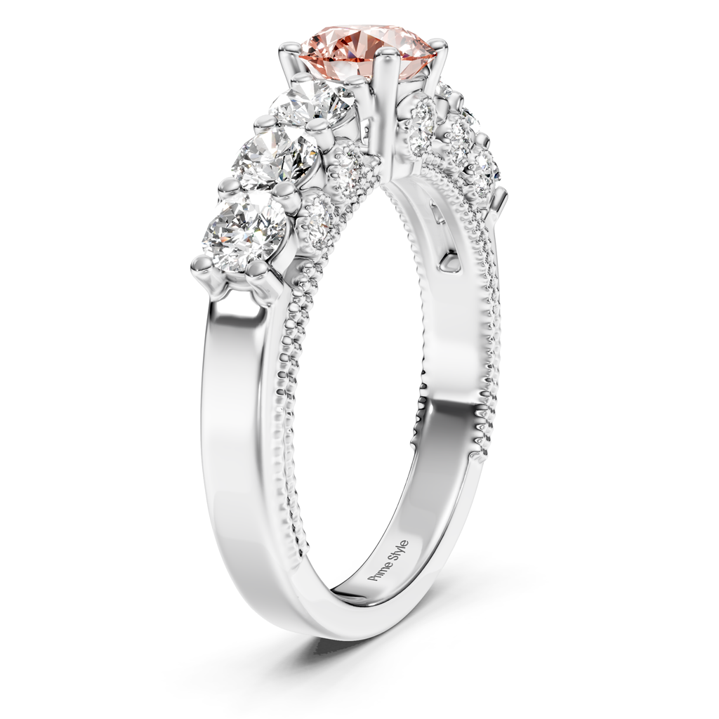 2.10-5.10 CT Round Cut Fancy Pink Diamonds - Engagement Ring