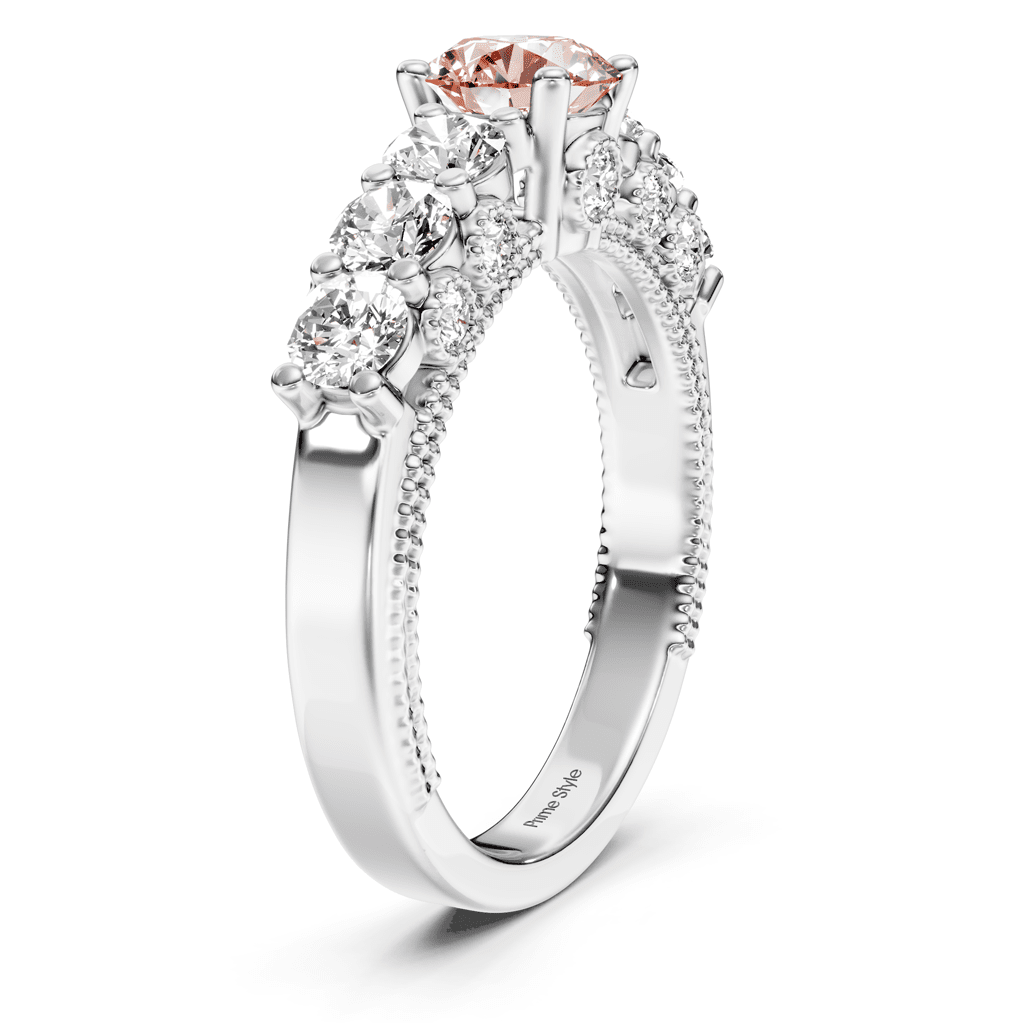 2.10 - 5.10 CT Round Cut Fancy Pink Diamonds - Engagement Ring - Primestyle.com