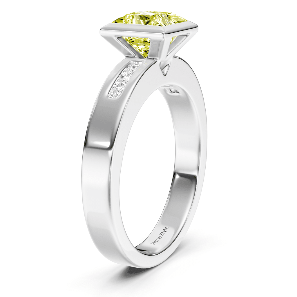 1.20 - 4.20 CT Princess Cut Fancy Yellow Diamonds - Engagement Ring - Primestyle.com