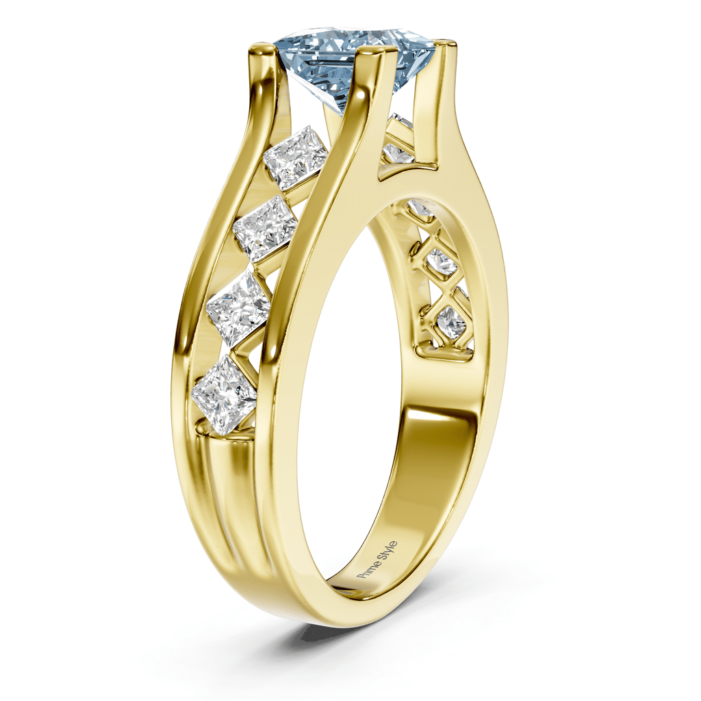 1.80-4.80 CT Princess Cut Fancy Blue Diamonds - Engagement Ring