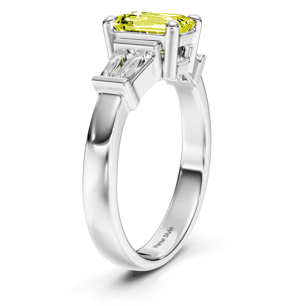 1.40 - 4.40 CT Emerald & Taper Cut Fancy Yellow Diamonds - Engagement Ring - Primestyle.com