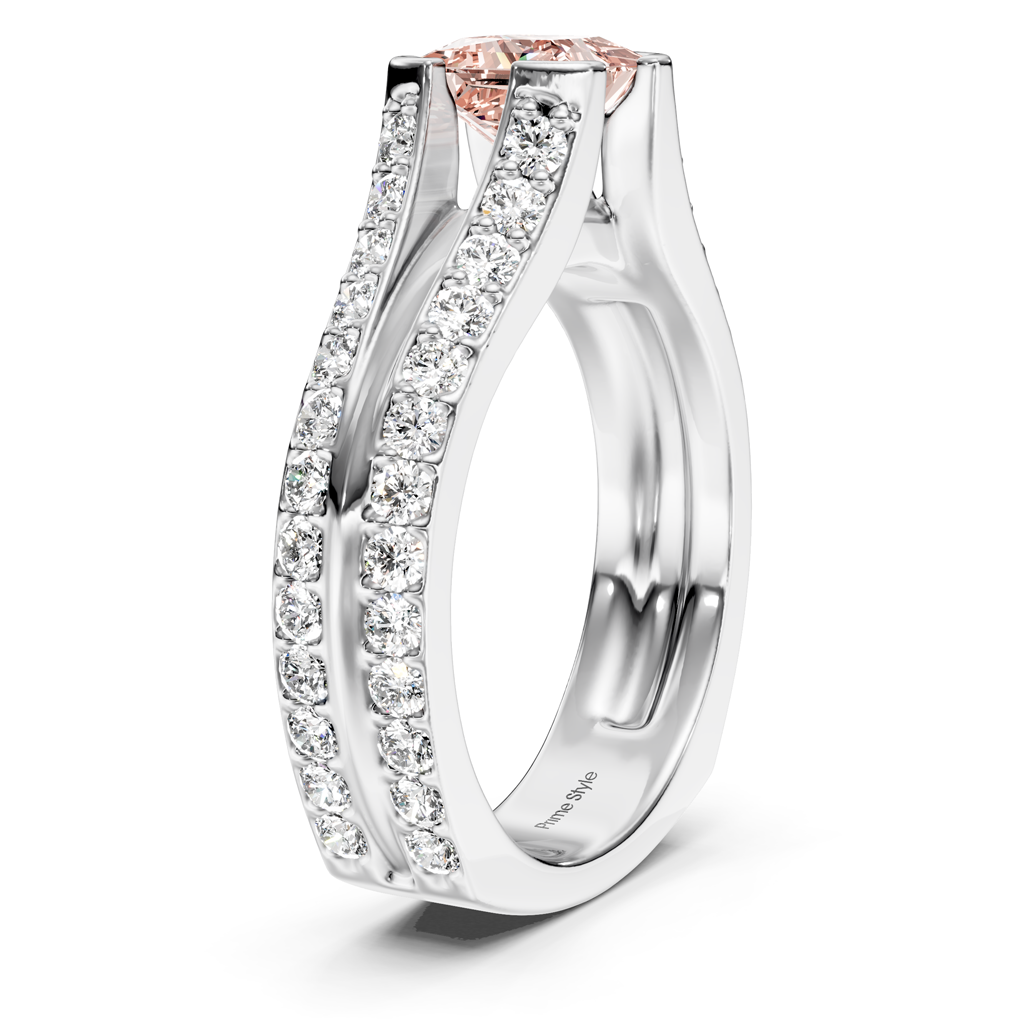 2.00-5.00 CT Princess & Round Cut Fancy Pink Diamonds - Engagement Ring