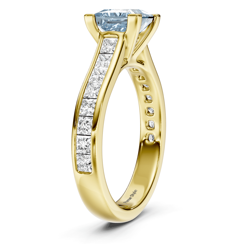 1.80-4.80 CT Princess Cut Fancy Blue Diamonds - Engagement Ring