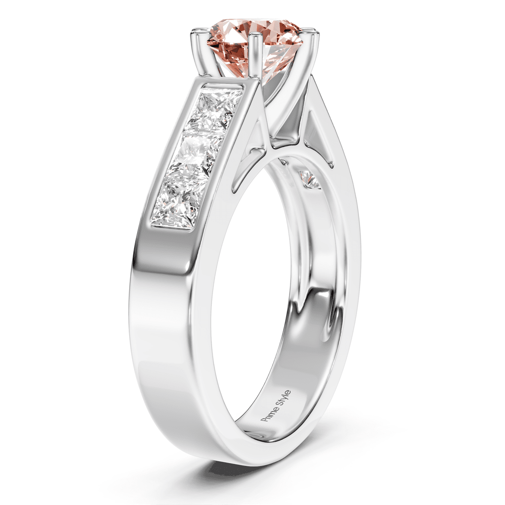 2.05 - 5.05 CT Princess & Round Cut Fancy Pink Diamonds - Engagement Ring - Primestyle.com