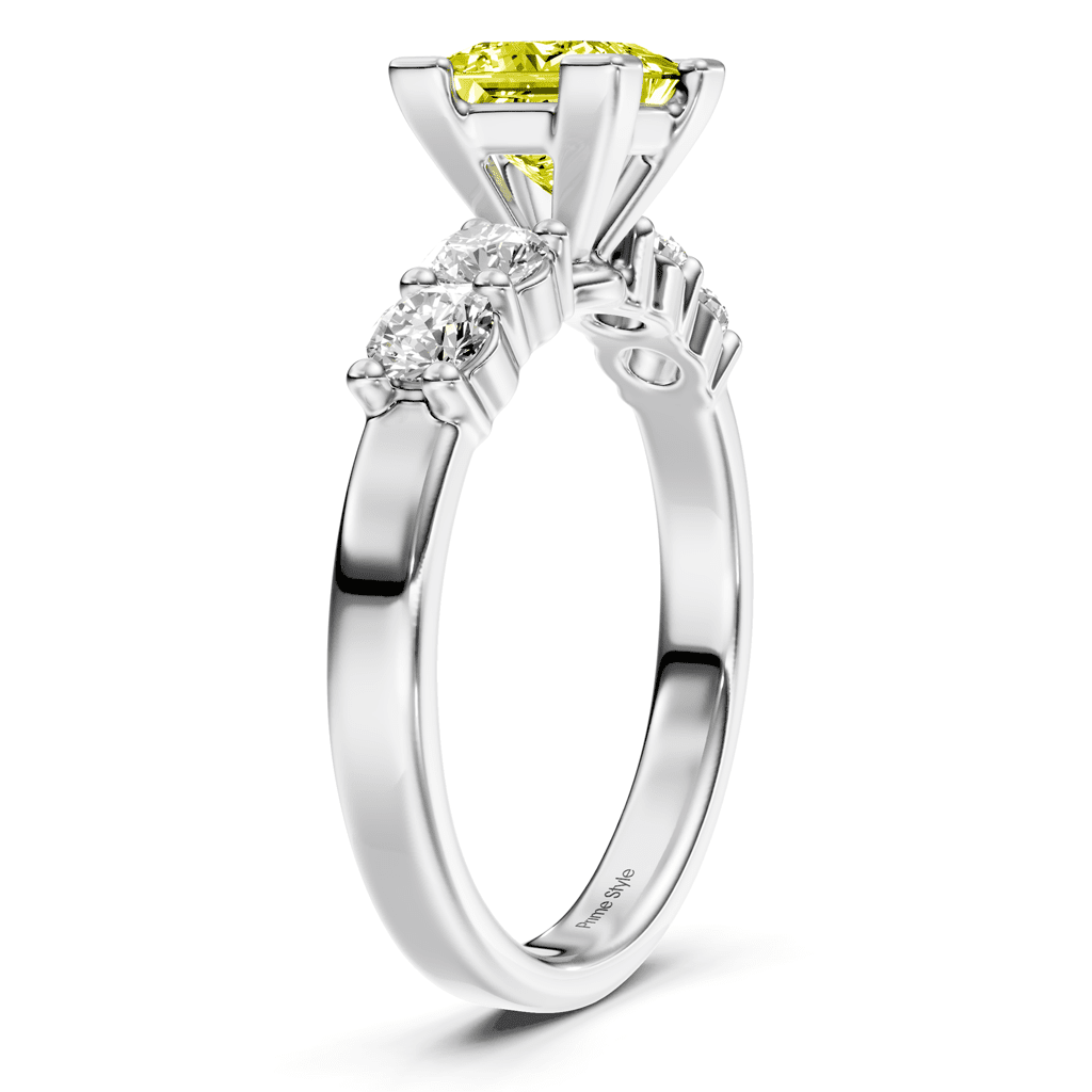 1.50-4.50 CT Princess & Round Cut Fancy Yellow Diamonds - Engagement Ring