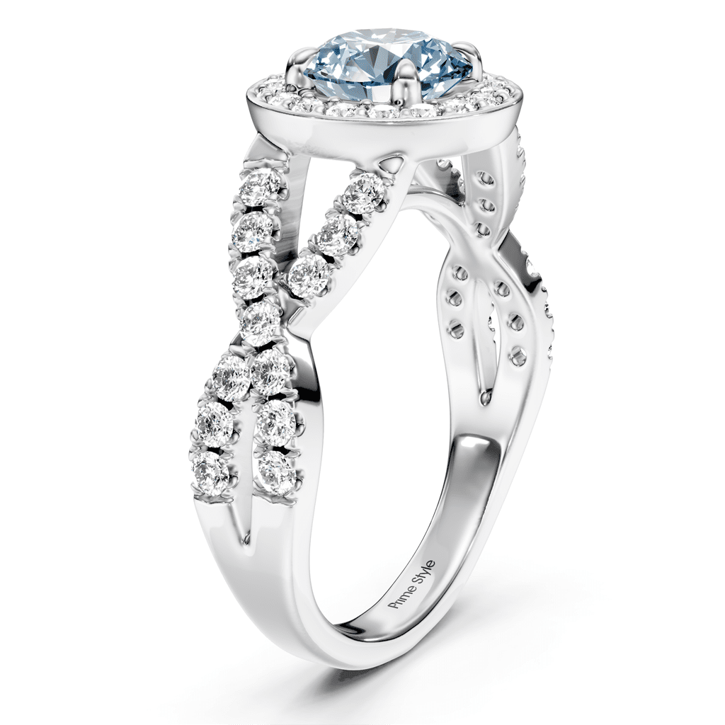 1.65-4.65 CT Round Cut Fancy Blue Diamonds - Engagement Ring
