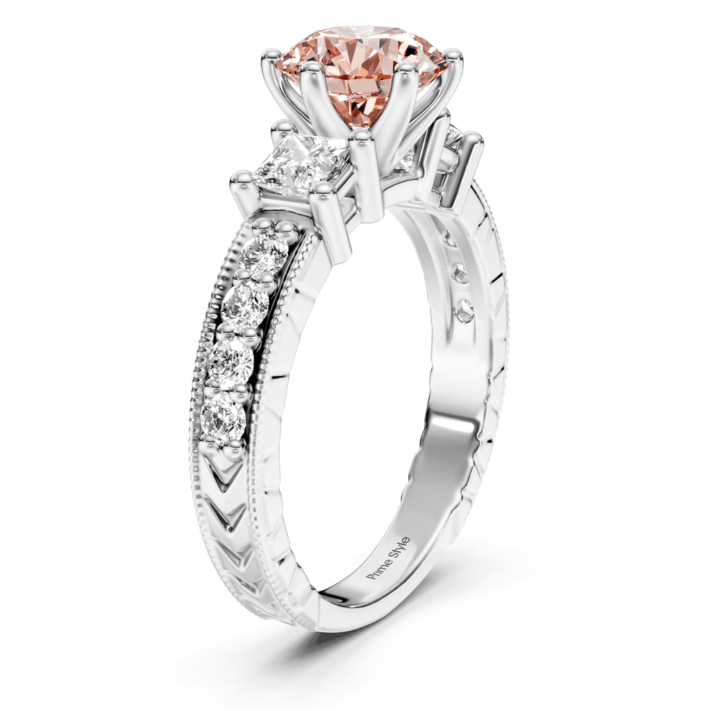 1.70 - 4.70 CT Princess & Round Cut Fancy Pink Diamonds - Engagement Ring - Primestyle.com