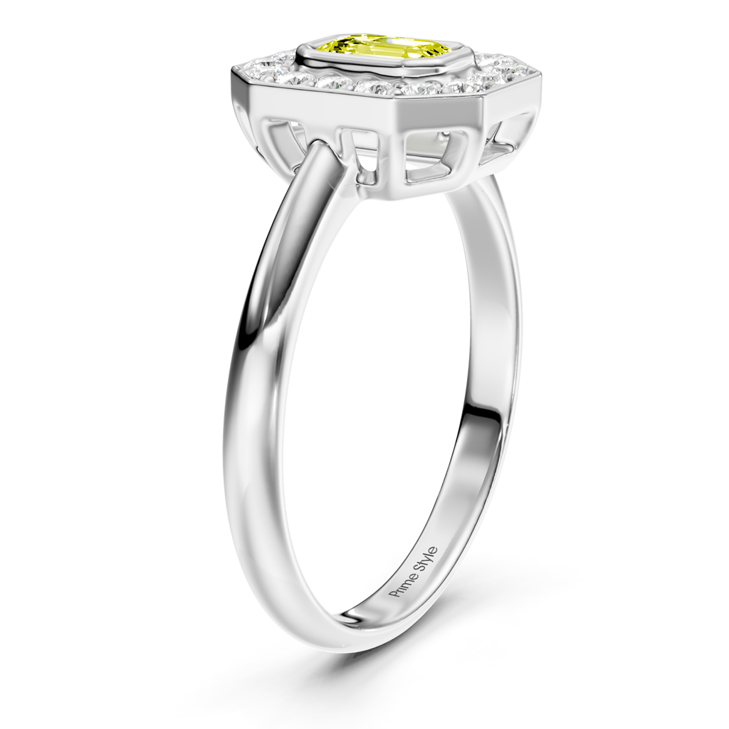 1.35-4.35 CT Emerald & Round Cut Fancy Yellow Diamonds - Engagement Ring