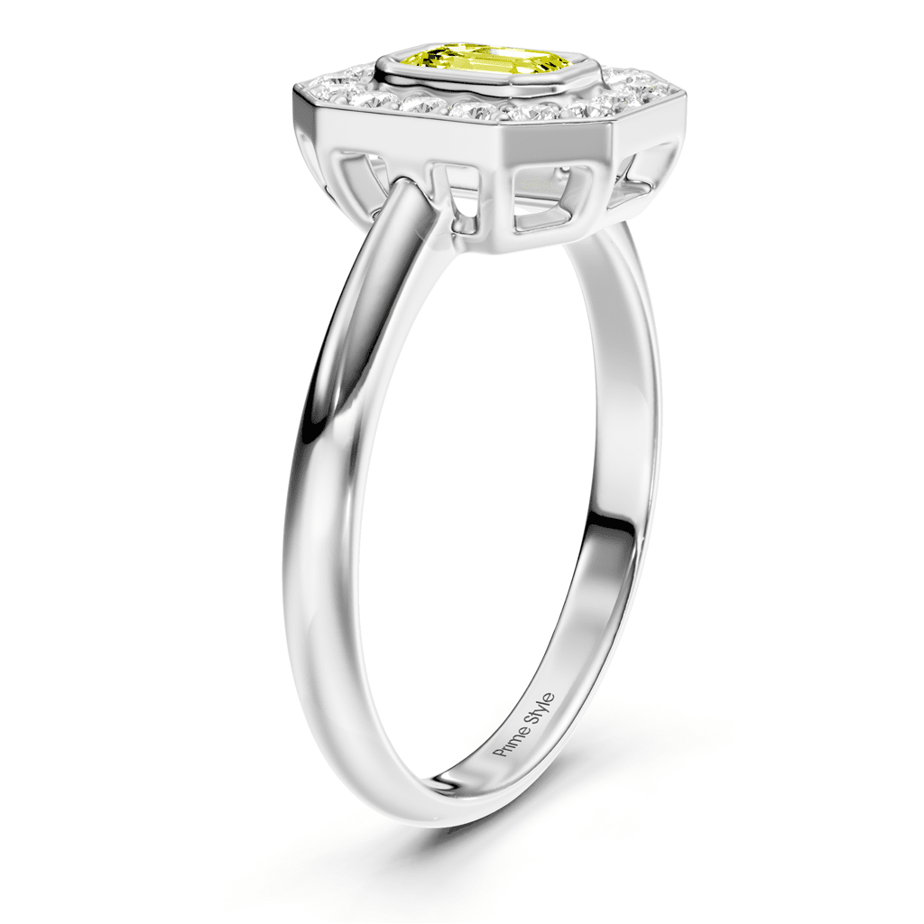 1.35 - 4.35 CT Emerald & Round Cut Fancy Yellow Diamonds - Engagement Ring - Primestyle.com