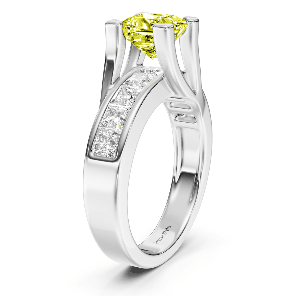 2.20 - 5.20 CT Princess Cut Fancy Yellow Diamonds - Engagement Ring - Primestyle.com