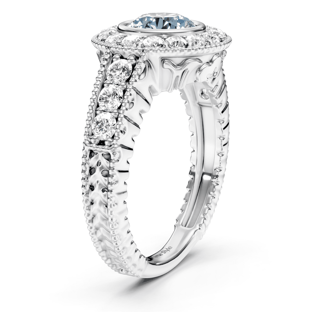 1.50-4.50 CT Round Cut Fancy Blue Diamonds - Engagement Ring