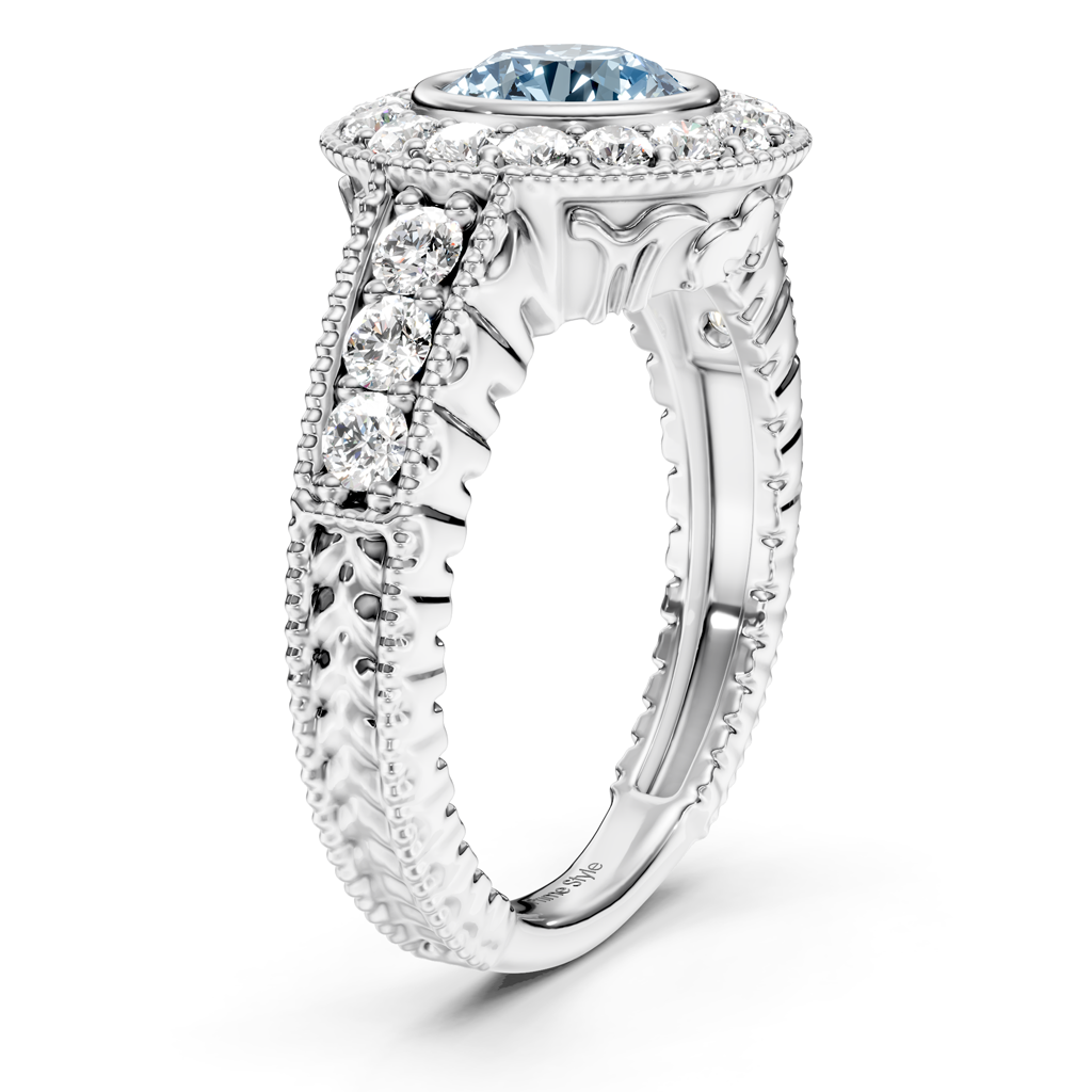 1.50-4.50 CT Round Cut Fancy Blue Diamonds - Engagement Ring