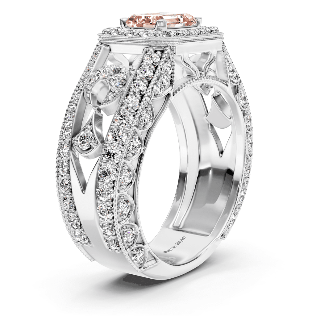 1.95 - 4.95 CT Emerald & Round Cut Fancy Pink Diamonds - Engagement Ring - Primestyle.com
