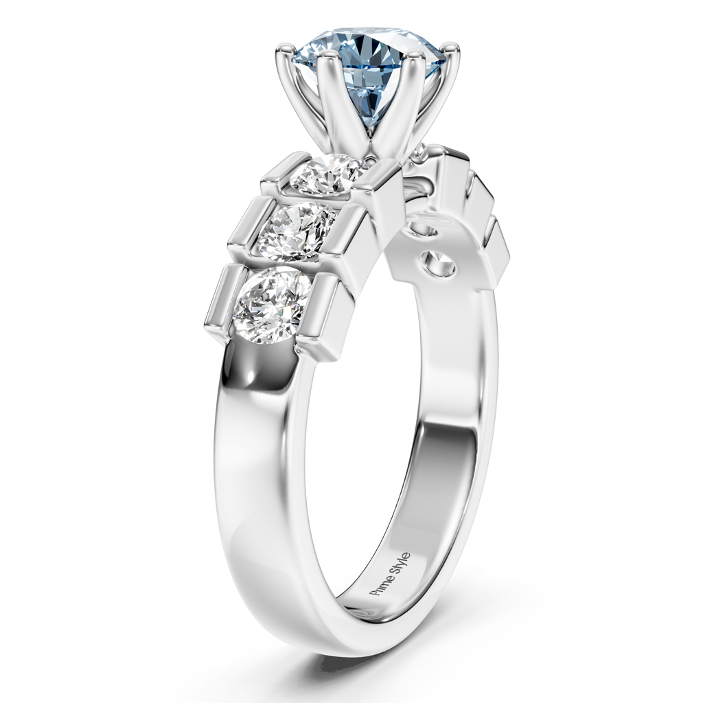 1.85-4.85 CT Round Cut Fancy Blue Diamonds - Engagement Ring