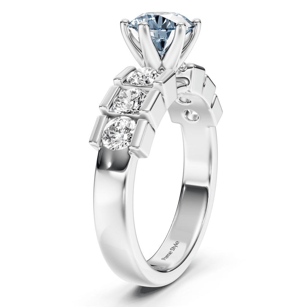 1.85-4.85 CT Round Cut Fancy Blue Diamonds - Engagement Ring