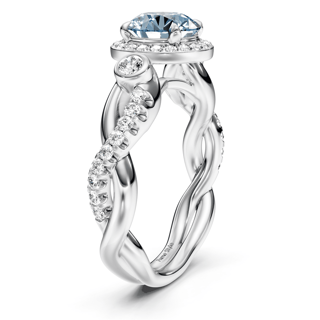 1.47 - 4.47 CT Round Cut Fancy Blue Diamonds - Engagement Ring - Primestyle.com
