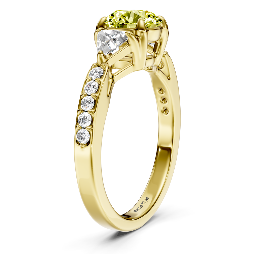 1.60-4.60 CT Round & Triangle Cut Fancy Yellow Diamonds - Engagement Ring