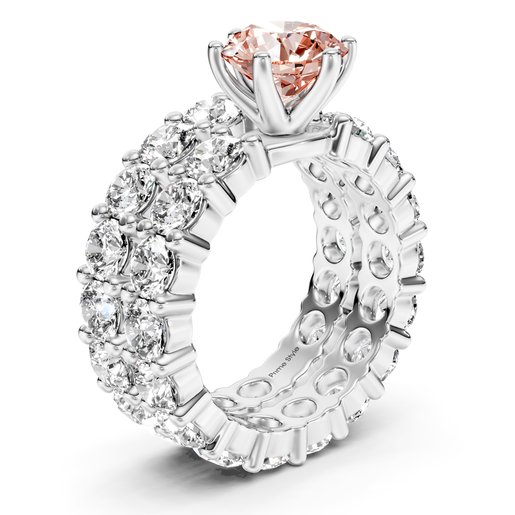 6.30-9.30 CT Round Cut Fancy Pink Diamonds - Bridal Set