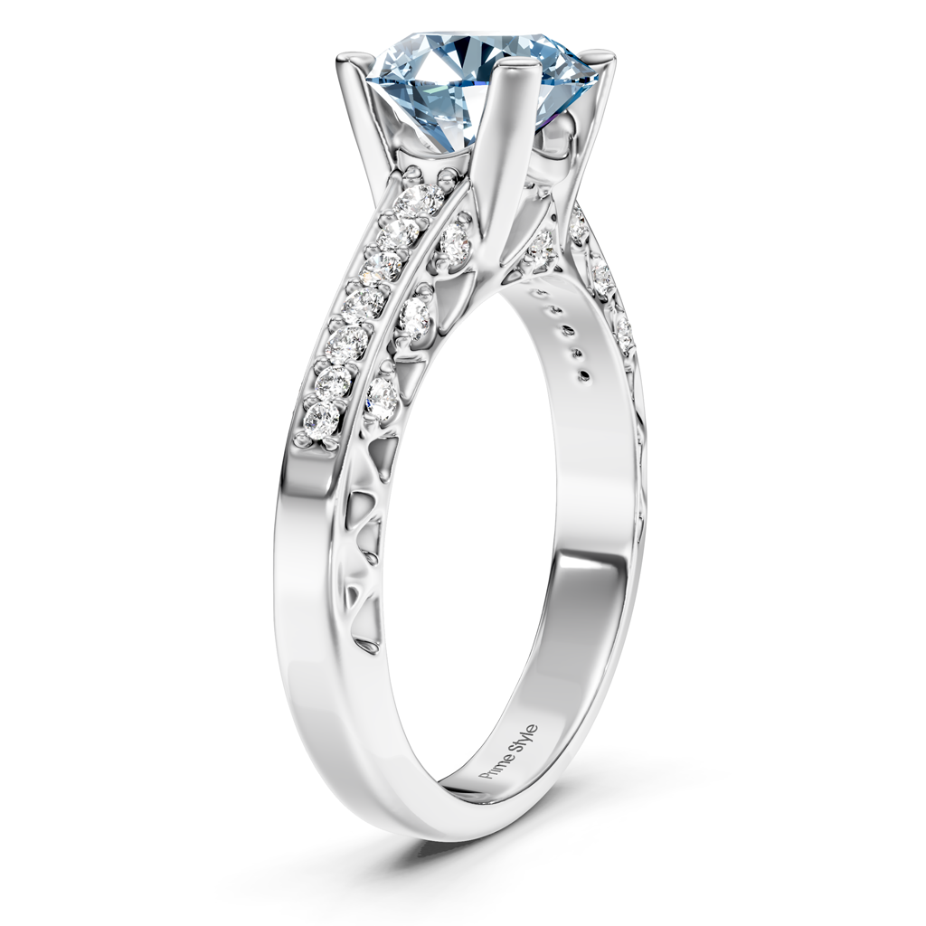 1.25-4.25 CT Round Cut Fancy Blue Diamonds - Engagement Ring