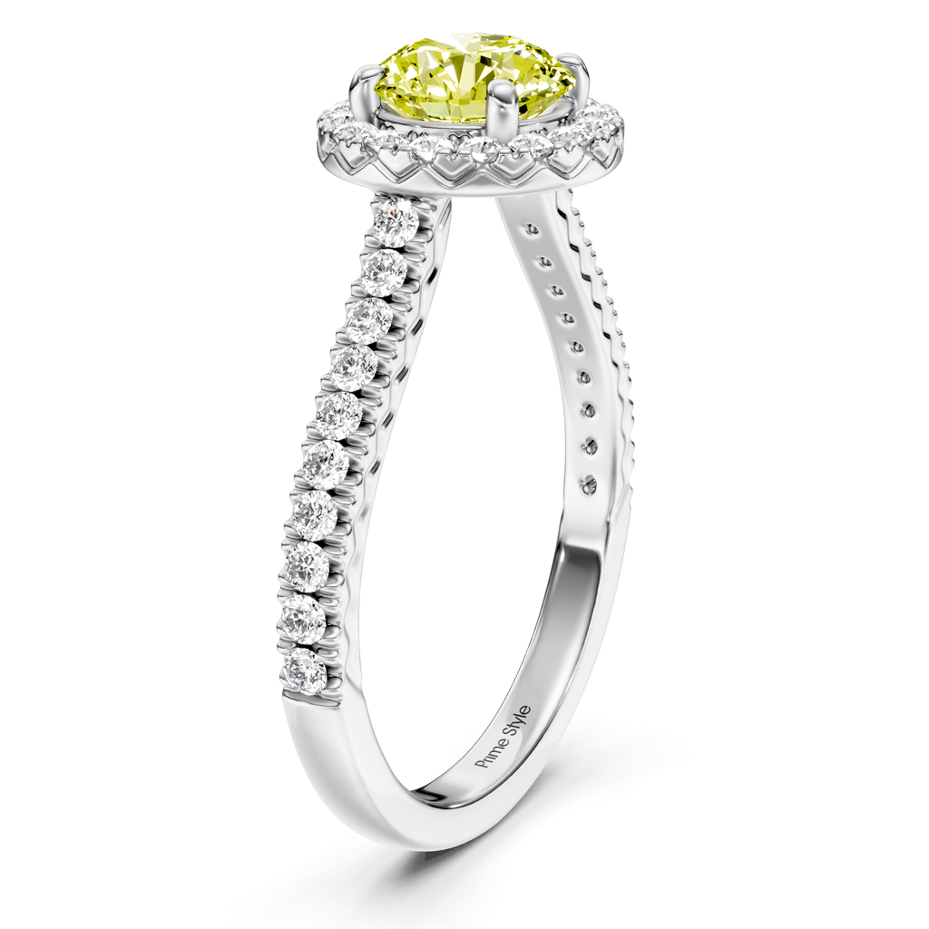 1.45-4.45 CT Round Cut Fancy Yellow Diamonds - Engagement Ring
