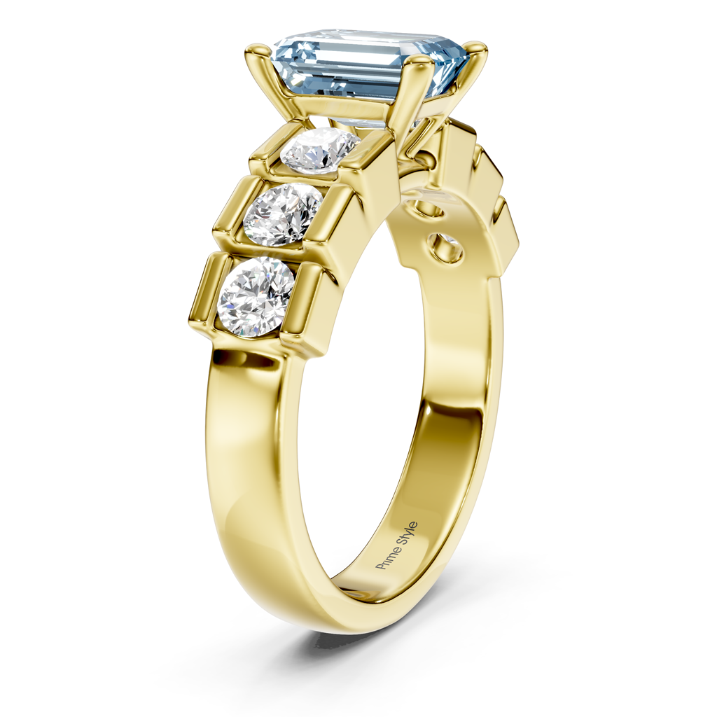 1.85-4.85 CT Princess & Round Cut Fancy Blue Diamonds - Engagement Ring