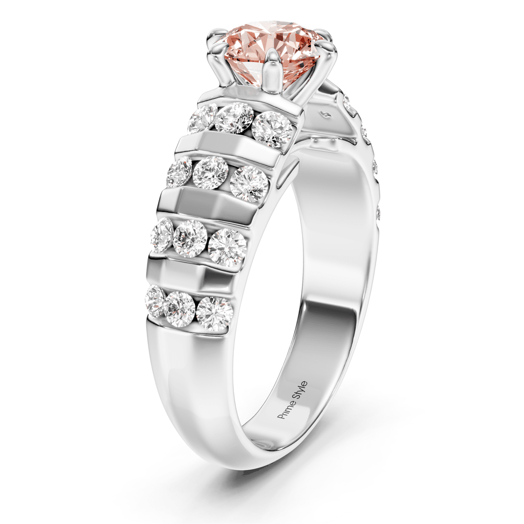 1.75 - 4.75 CT Round Cut Fancy Pink Diamonds - Engagement Ring - Primestyle.com