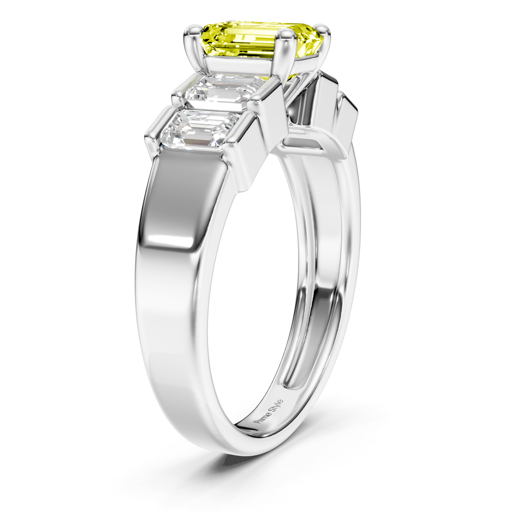 2.30-5.30 CT Emerald Cut Fancy Yellow Diamonds - Engagement Ring