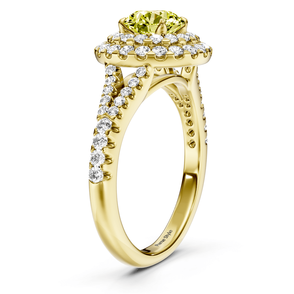 1.49 - 4.49 CT Round Cut Fancy Yellow Diamonds - Engagement Ring - Primestyle.com
