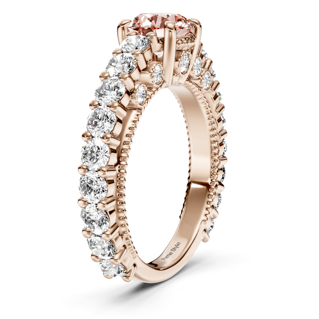 2.70-5.70 CT Round Cut Fancy Pink Diamonds - Engagement Ring