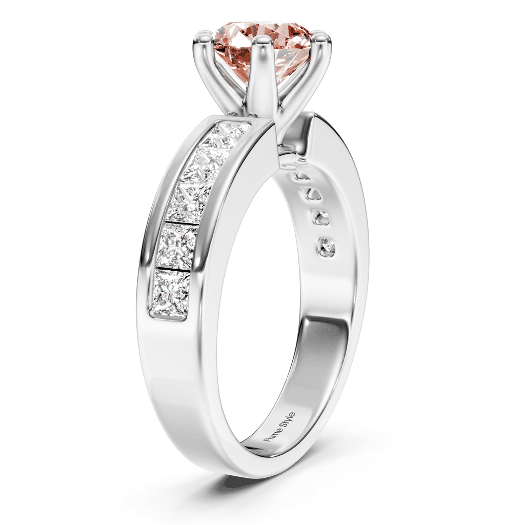 1.90 - 4.90 CT Princess & Round Cut Fancy Pink Diamonds - Engagement Ring - Primestyle.com