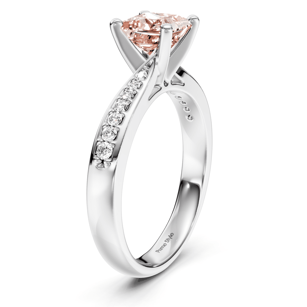1.15 - 4.15 CT Princess & Round Cut Fancy Pink Diamonds - Engagement Ring - Primestyle.com