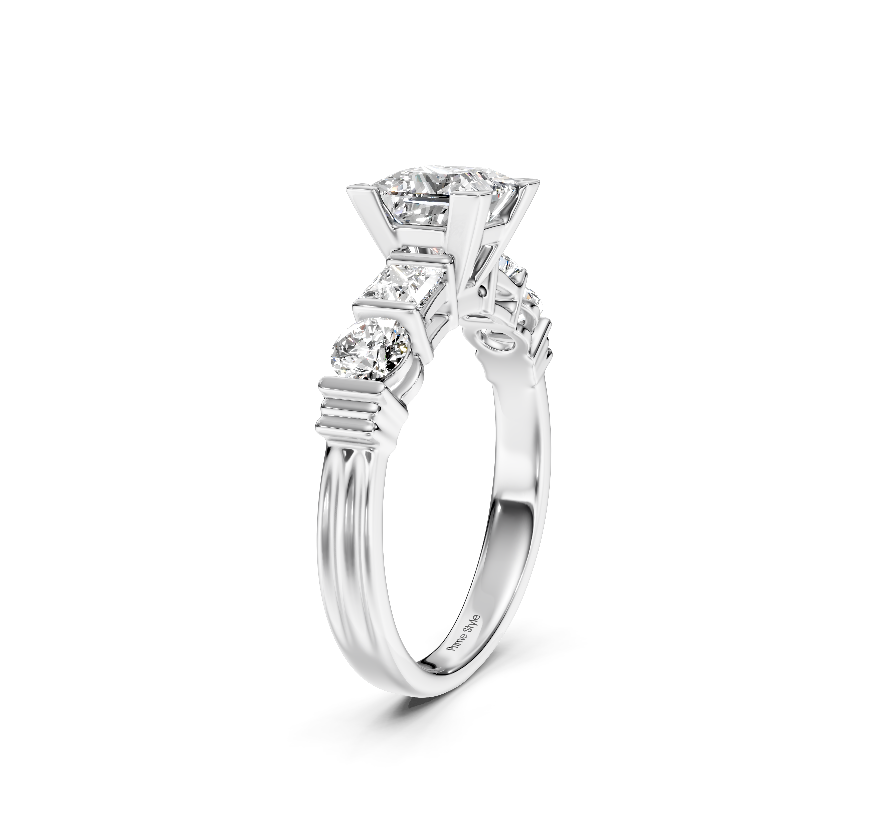 1.05-2.20 CT Princess & Round Cut Natural Diamonds - Engagement Ring